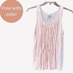 FREE‎ Elle Women's Tank Top Pin Tuck Pullover Sleeveless Scoop Neck Pink Small